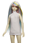 Limited Edition : Long straight hairstyle with rainbow colour blend into white base.Diagonal bangs have been pinned at the side beautifully.
